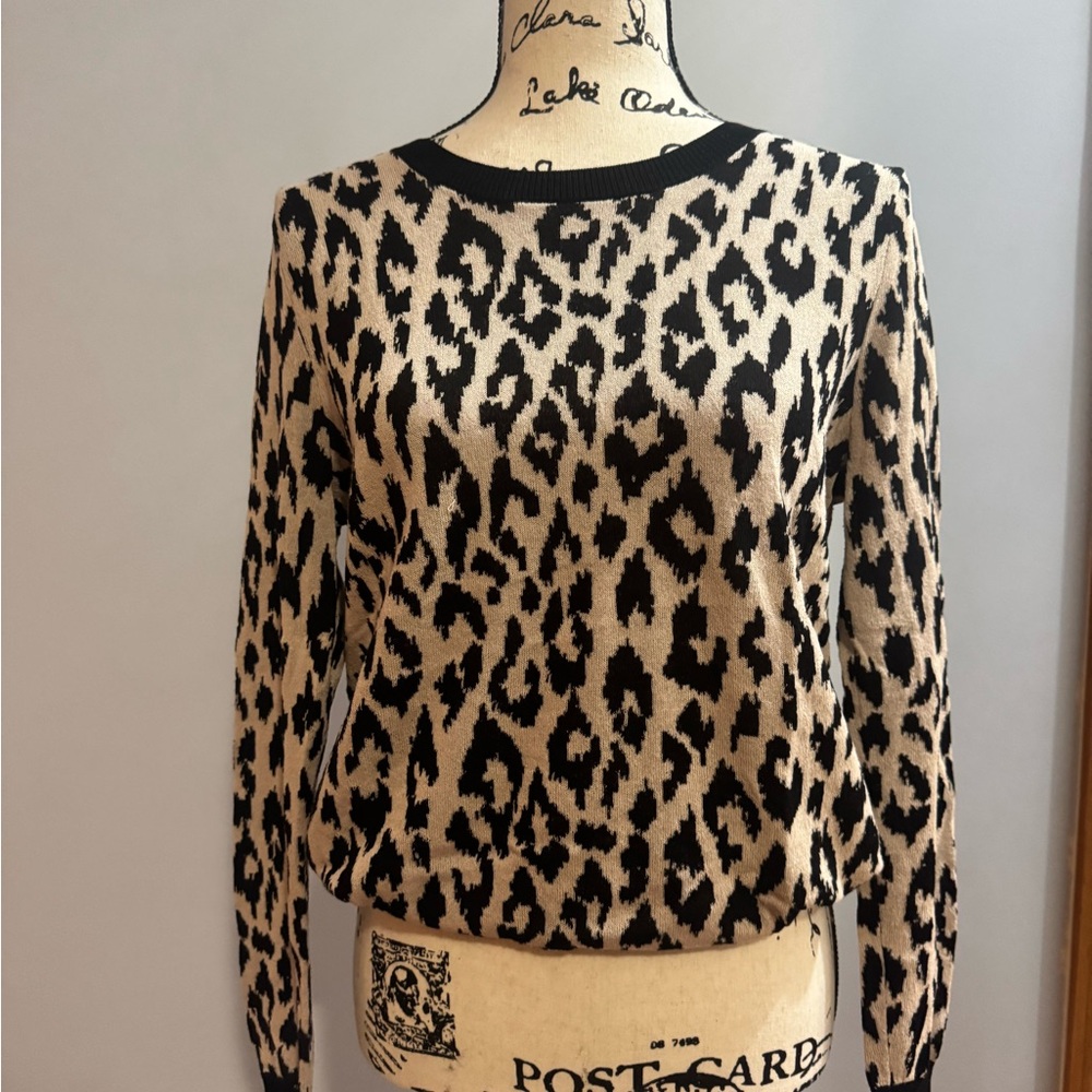 BCBGeneration Black and Cream Leopard Sweater